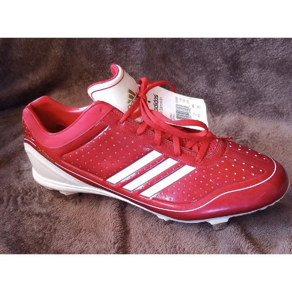 Adidas Cleat adizero Diamond Kin Metal Baseball Shoe Red White Mens Size 12 New - Picture 2 of 10